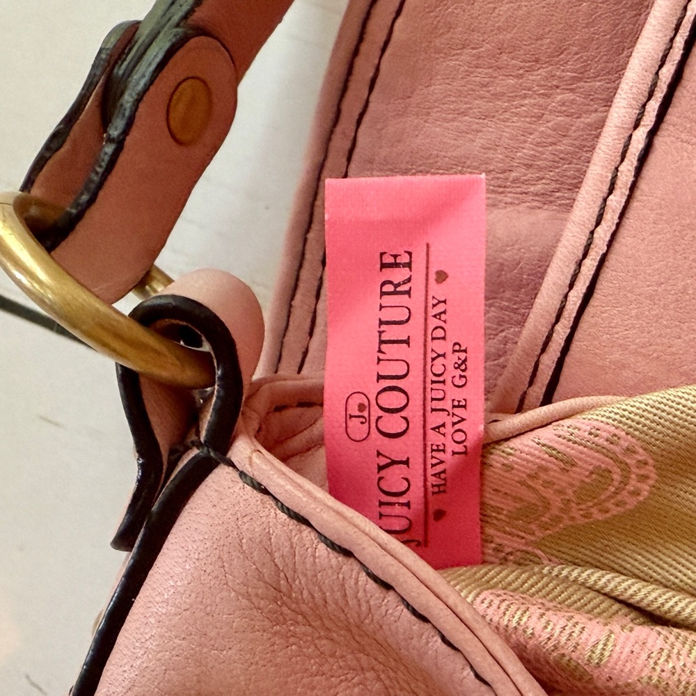Juicy Couture | Vintage Y2K Pink Leather Wristlet, Gold Accents - Picture 12 of 13